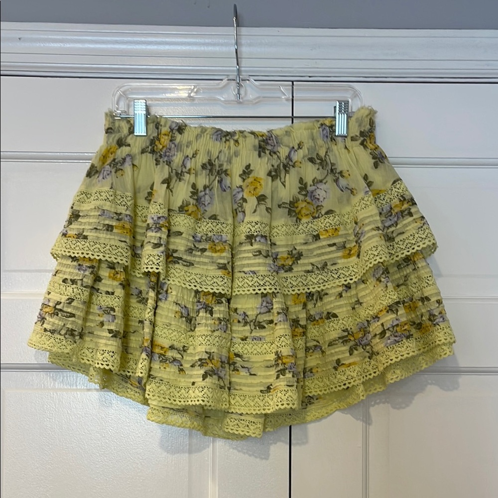 Aerie Yellow Floral Mini Skirt